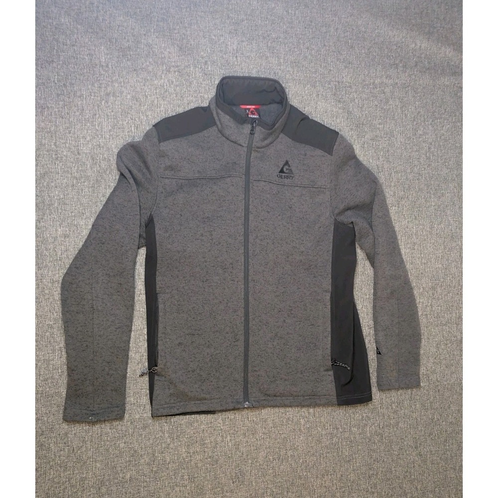 Gerry Jacket Men's Large Thick Gray Logo Waffle Knit‎ Fleece Lined Full Zip Coat